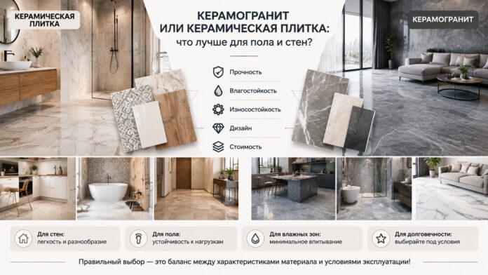 Керамогранит или керамическая плитка: что лучше для пола и стен