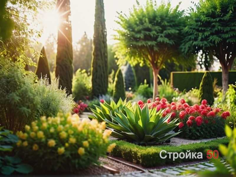 Сочетание растений по высоте и цвету