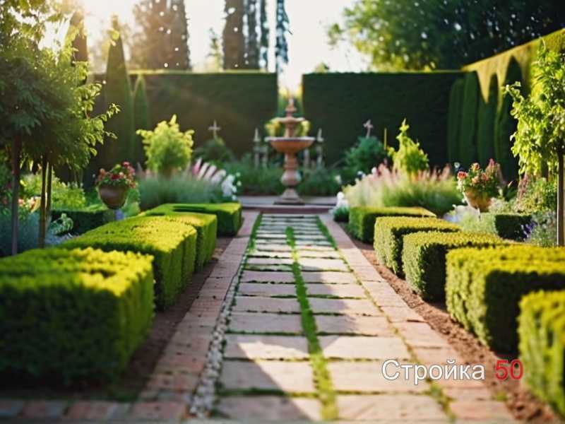 Сочетание огородной зоны и декоративных элементов вокруг изгороди